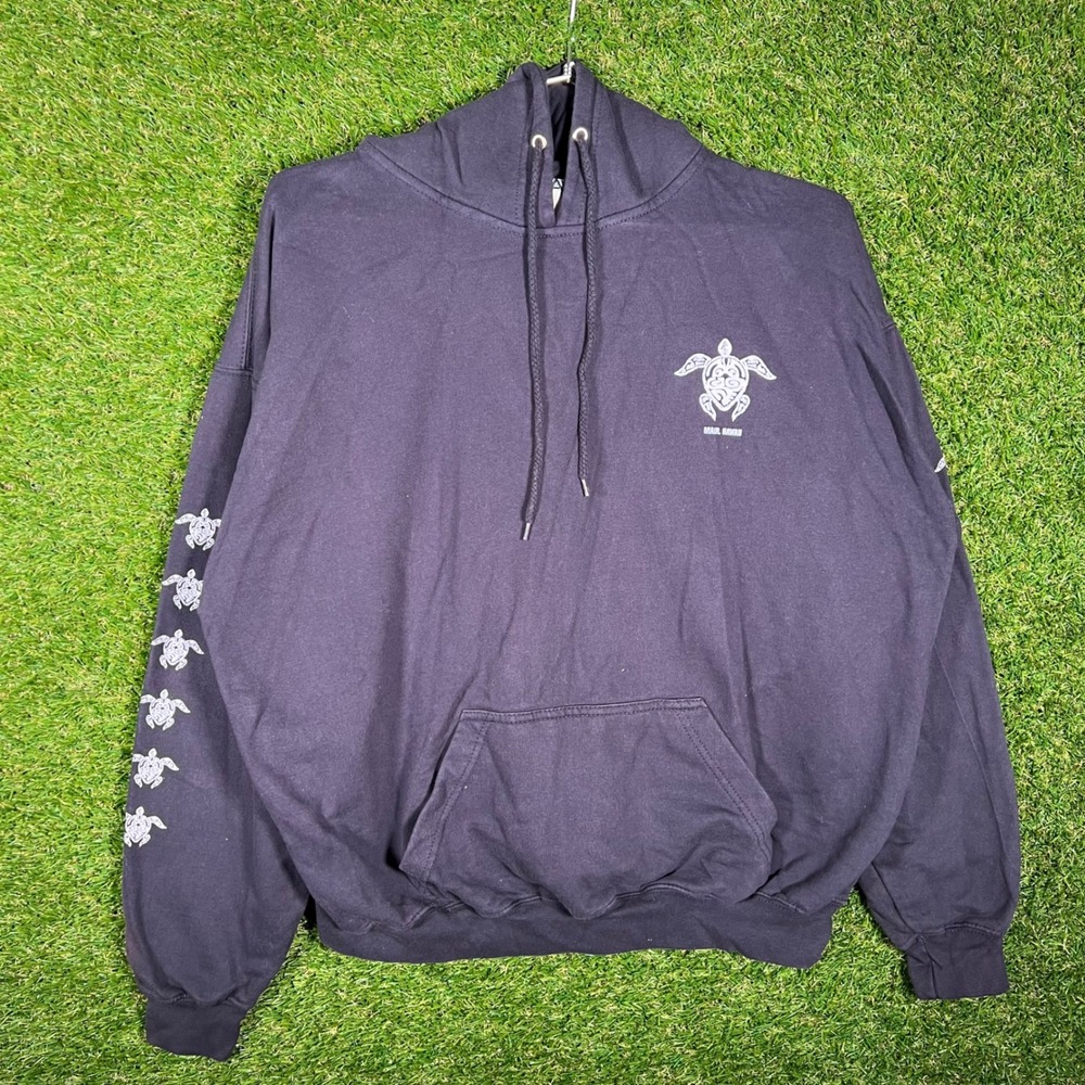 Aloha Hawaii Maui Tribal Sea Turtle Graphic Hoodie Black‎ XL